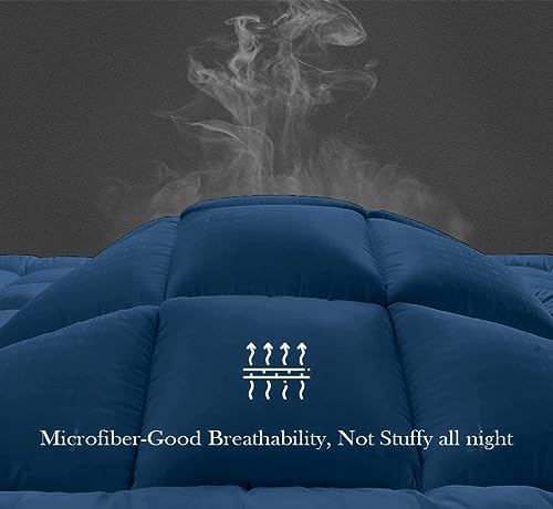 Image of Cloth Fusion 600 GSM Mattress Topper Single Bed, Extra Thick 2 inch Bed Topper for Improved Sleep Quality and Enhanced Comfort (72x36 inches, Navy)