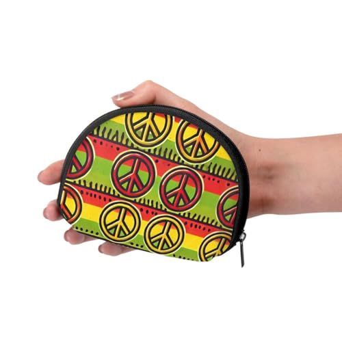 Portable Coin Purse Rasta-Peace-Sign Mini Zippered Money Pouch Card Holder3