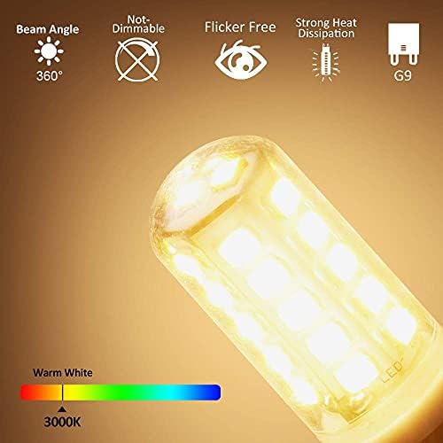 G9 Led Light Bulbs, 5W Warm White Led G9 Bulb, Equivalent to 40W-50W G9 Halogen Bulbs, 5W 500lm 3000 Kelvin 220-240V No Flicker Non-Dimmable Energy Saving G9 Bulb, for Home Lighting Decor 6-Pack