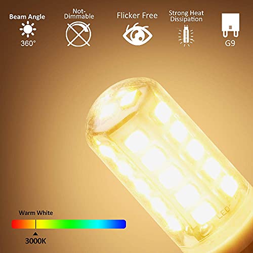 Tailcas G9 Led Light Bulbs, 5W Warm White, Equivalent to 40W-50W Halogen, 500lm 3000 Kelvin 220-240V No Flicker Non-Dimmable Energy Saving, for Home Lighting Decor 6-Pack [Energy Class E] - Image 6