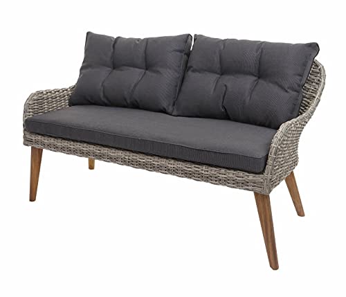 BJYX gartenlounge Gartengarnitur, Lounge-Set, Akazie halbrundes Poly-Rattan Spun Poly – Bild 2
