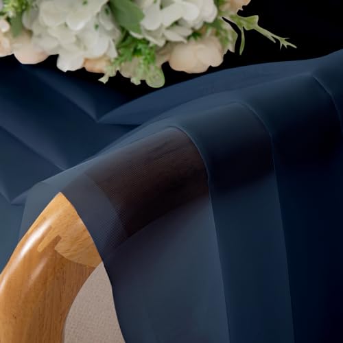 Image of Chyhomenyc Sheer Curtains Extra Long 96 inch 2 PCS- Casual Style Airy & Breathable with Amount Light Sheer Panels for Patio /Glass Door (1 Pair Set=Total 84 inches Wide, Each W42 x L96, Navy Blue)