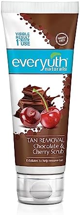 Everyuth Naturals Tan Removal Chocolate & Cherry Face Scrub | Detan & Cleanse|Antioxidant Chocolate & Vitamin C Cherry |Oily, Dry, Normal, Combination & Sensitive Skin - 100g Tube