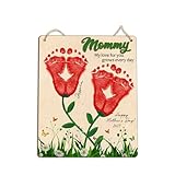 DIY Custom Baby Footprint Flowers Art Craft Gifts for Mom, Baby's First Mothers Day Footprints Sign, Baby Kid Toddler Foot Print Keepsake Mother's Day for Mommy Gifts, My Love for You Grows Every Day