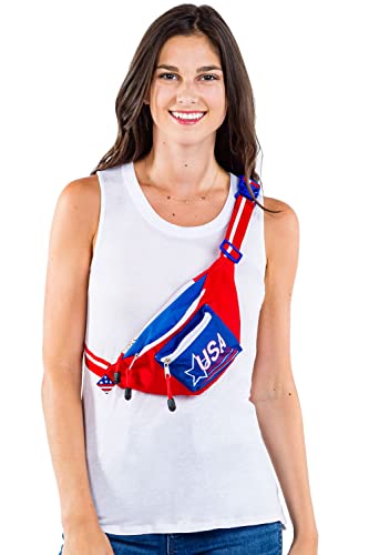Tipsy Elves Patriotic Usa Fanny Pack With Detachable Drink Holder - Retro Patriotic Fanny Pack - 3 Zipper Pockets Secure Storage For July 4Th Bbqs Beach Parties Carry Phones Wallets (Red White Blue) #TOP1