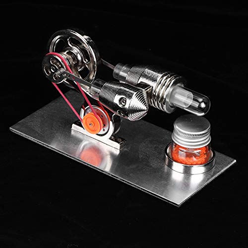 Miniature Stirling Engine Model, with LED Flywheels, DIY Stirling Engine, Physics Teaching Model, Zinc Alloy Body, Aluminum Alloy Base, for Hands On Operation - Image 4