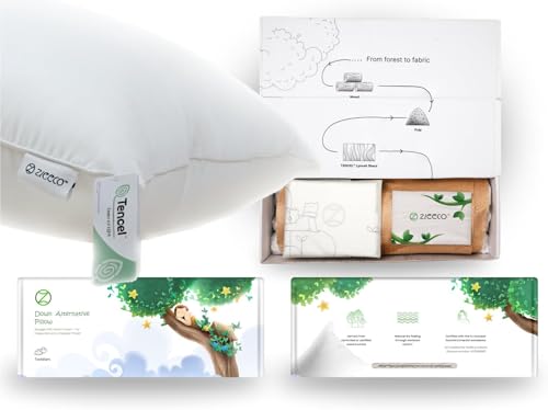 Zleeco Organic Cooling Tencel™ Lyocell Toddler Pillow & Pillowcase Set (13x18) for Hot Sleepers, Non-Toxic, Hypoallergenic, Skin Friendly, Eucalyptus Fiber, Moisture-Wicking Down Alternative Pillow