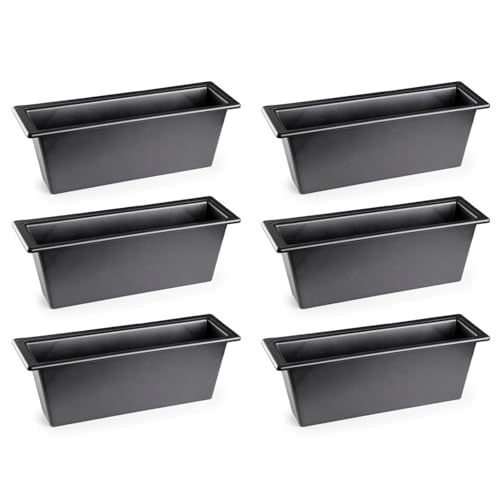 AC - Pack de 6 Jardineras de Plástico para Cementerio, Maceta Rectangular Resistente para Flores Naturales o Artificiales, Fabricado en España (Negro - 30 cm)