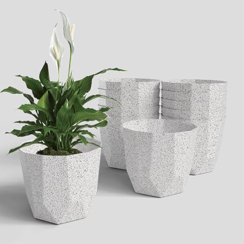 Image of YUCCABE ITALIA SHERA Hexa Plastic Planter Pot for Plants | Decorative Flower Pot | UV Protected Lightweight Indoor Outdoor Gamla for Home Decor, Balcony, Garden & Living Room
