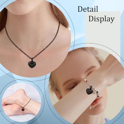 CREATCABIN Heart Cremation Urn Necklace for Ashes Keepsake Cremation Jewelry Mini Black Urn Necklace Stainless Steel Memorial Pendant with Cable Chain Funnel Pin Waterproof for Human Pet 21Inch - Image 4