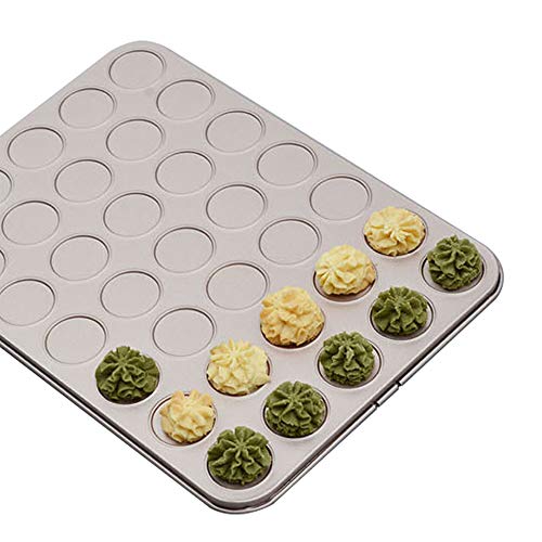 hzexun Prime Antiadhésif Ustensiles de cuisson Poêle à frire, Idéal pour Kit Macaron, Gâteaux et Bar-Cookies, Acier Carbone 35 cavités Cover