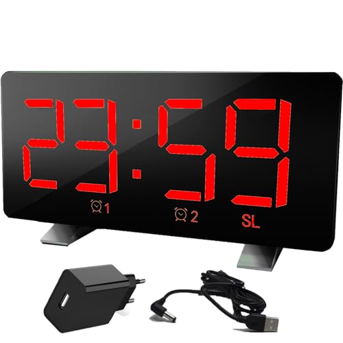 Lancoon Digitaler Wecker Netzbetriebener Funkwecker Großes Zifferndisplay Schlummern 4 Einstellbare Helligkeit für Schlafzimmer Haus