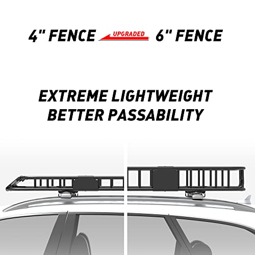 Image of WILDROAD Rooftop Cargo Carrier Combo Roof Rack Cargo Basket 64 inch x 50 inch x 4 inch | with Cargo Net, Ratchet Straps, Anti-Rust Sealant, 150 Lbs Capacity, for SUV Truck, Heavy Duty, Large Capacity