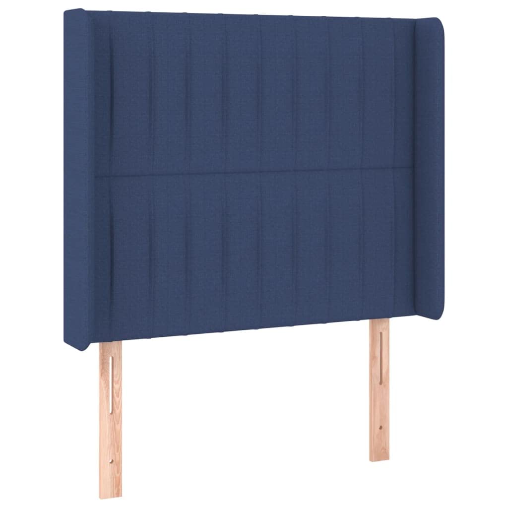 Cama con somier con colchón y tiras LED azul, 100 x 200 cm, cabecero de tela transpirable, altura regulable, comodidad para dormir para jóvenes y adultos