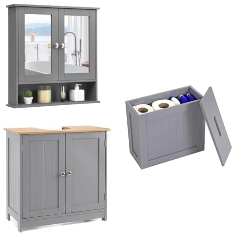 YEEJUAK Modern Bathroom Storage Set with Mirror Cover