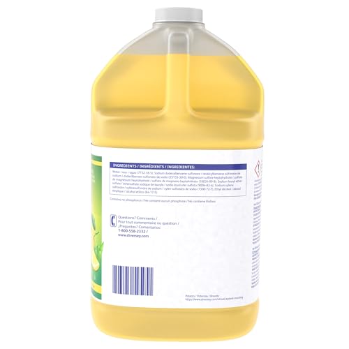 Image of Diversey Limon Pot & Pan Detergent - Tough On Grease, Easy On Hands - High-Sudsing Liquid Dish Soap Concentrate, Lemon Fresh Scent, 1-Gallon