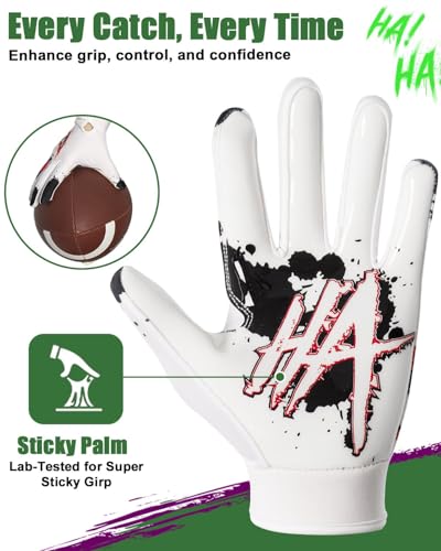 Pixel Panda Youth Football Gloves, Non-Slip Kids Football Gloves with Super Sticky Grip Palm, Breathable Wide Receiver Glove Best Gifts for Boys Girls - Thumbnail 4