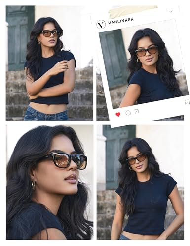 VANLINKER Retro Polarized Square Sunglasses for Women Men Trendy Soft-Square Frame Rectangular Shades VL98662