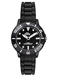 Leuchtende Zeiger und Indexe s.Oliver Time Unisex Quarz Uhr mit Silikon Armband, Größe XS für Kinder- bzw. Damen, schwarz