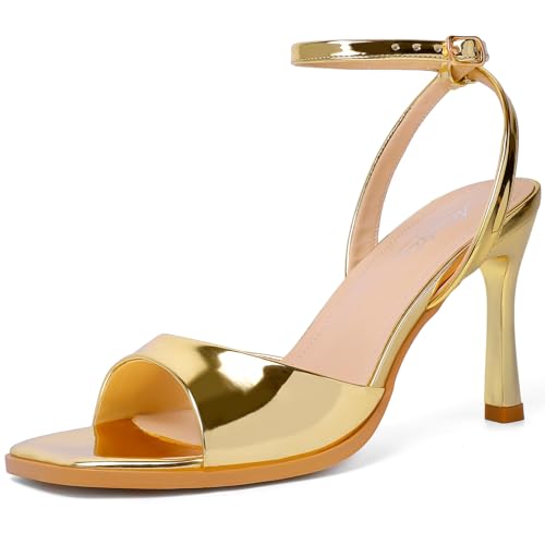 Image of Mostrin Strappy Heels for Women Square Open Toe Lace Up Heeled Sandals Ankle Strap Sexy Stiletto High Heels for Party, Prom, Dating, Wedding