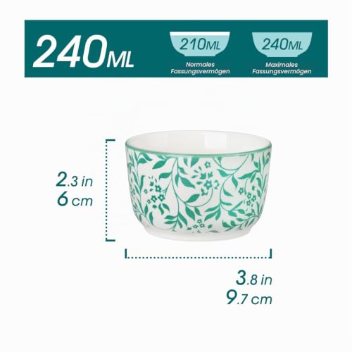 vancasso SELENE Creme Brulee Schälchen 6 Stück, 240ml, Souffle Förmchen Backofenfest Ø 9,7cm, Pastell Porzellan Ragout Fin Schalen… – Ansicht 3