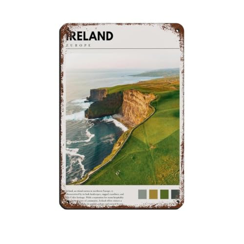 Image of Ireland Photo Poster Ireland Photography Art Retro Poster Metal Tin Sign Chic Art Retro Iron Painting Bar People Cave Cafe Family Garage Poster Wall Decoration 8x12inch(20x30cm)