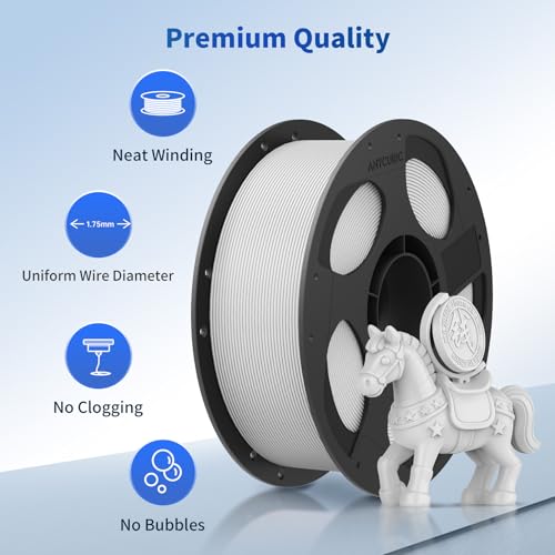 Image of ANYCUBIC PLA 3D Printer Filament, 3D Printing PLA Filament 1.75mm Dimensional Accuracy + /- 0.02mm, 1KG Reusable Spool (2.2 lbs), Light Grey