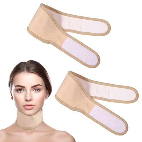2 Pack Thyroid Castor Oil Neck Wrap Reusable Neck Castor Oil Pack for Thyroid Women Men Comfort Fit (Khaki)