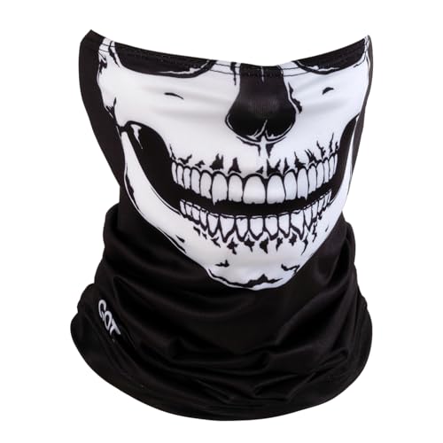 GOT Sports UPF 50+ Fishing Neck Gaiter - UV Face Mask Sun Protection for Men & Women - Camo SPF Face Cover Gator - Fishing Hunting Hiking (Skull)