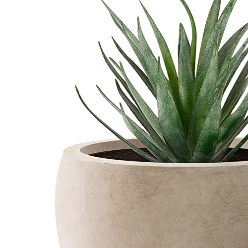 Kante 20" D Lightweight Concrete Outdoor Round Bowl Planter, Outdoor/Indoor Large Planters Pots With Drainage Hole For Garden Patio Balcony Deck Living Room, Weathered Concrete #TOP6