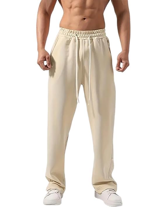 Image of FN3 Men's Cotton Blend Cargo Track Pants - Loose Fit Joggers for Men | Korean Style Travel & Lounge Wear with Pockets
