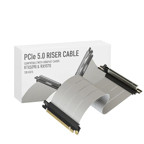 Image of LINKUP PCIE 5.0 Riser Cable | for Vertical GPU Mount | Right Angle | Graphics Card GPU Ready | Usable with PCIe 4.0 & RX9070 / RTX5090 | 25cm (Total Length: 29cm)