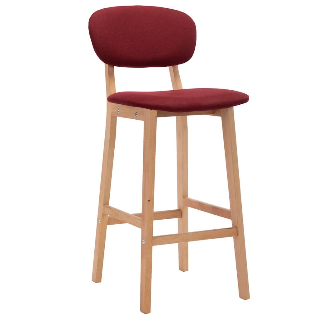 Tabourets de bar bordeaux en bois de hêtre massif | Lot de 2 assises modernes 92 cm