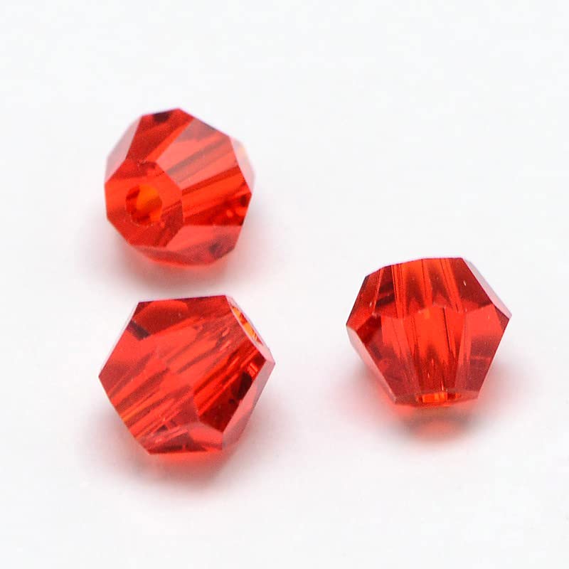 40x Preciosa Bohemian Crystal Beads 4 mm Double Cone Czech Pearls Glass Beads Bicone Beads Red Siam, 4mm - Image 2