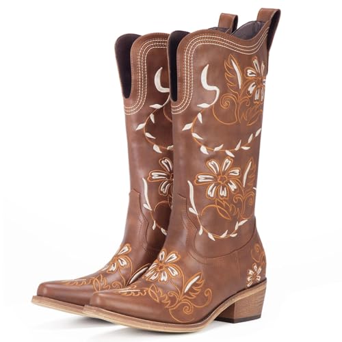 Image of Cowboy Boots for Women, Pointed Toe Chunky Heel | All-day walking comfort design, versatile for daily outfits, country music festivals and western style occasions