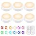 Price comparison product image BLS AA-1062 LED Wireless Puck Lights with Remote Control and Timer, Push Lights 3 AA Battery Operated, Colour Changing Push Lights, Stick on Anywhere for Kitchen Cupboard, 6 Pack