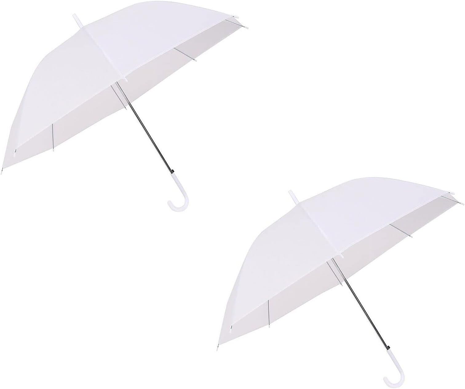 GADGETKING2 x White Umbrella Ladies Walking Rain Wedding Fashion Bridal Hook Handle Large Fashion Dome Bubble Bride Bridal Bridesmaid Birdcage Crook Folding Womens, White
