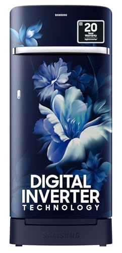 Image of Samsung 189L 5 Star, Inverter, Direct-Cool Single Door Refrigerator (RR21C2H25UZ /HL,Midnight Blossom Blue) Base Stand Drawer