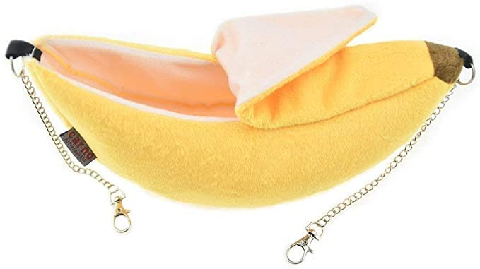 AIMICOCA Banana Hamster Bett Haus Hängematte Kleintier Warm Bett Haus Käfig Nest Zubehör für Zuckergleiter Hamster