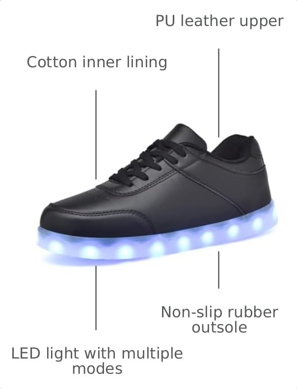 Image of JEVRITE Unisex LED Light Up High Top Sneakers - USB Charging for Women & Men - Couples Shoes