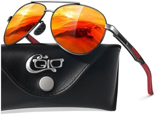 CGID Sonnenbrille Herren Pilotenbrille Polarisiert Al-Mg Metallrahmen | Ultraleichte Fliegerbrille UV400 Schutz,CAT3 CE,Fahren,Angeln Reisen,Laufen,Golfen mit Lederetui