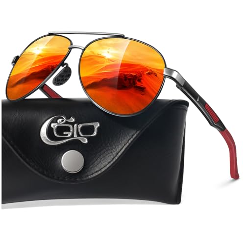 CGID Gafas de sol Hombre Mujer Polarizadas, Al-Mg Pilot Metal Bisagra de Resorte, GA61 Estilo Militar Protección UV400 ⭐