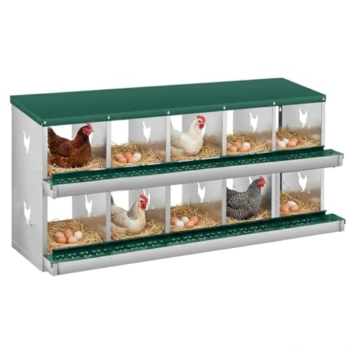 10 Compartment Nesting Boxes for Chickens, Chicken Nesting Box to Protect Eggs, Chicken Laying Boxes, Easy to Clean and Install