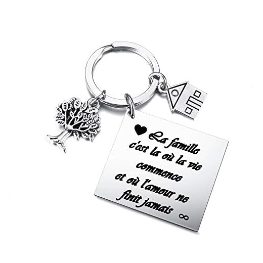PiercingJak Llavero de árbol de la vida, familia, grabado, personalizado, colgante de puzle separable, llavero, acero inoxidable, regalo para el día de la madre, padre, cumpleaños, plata, Talla única