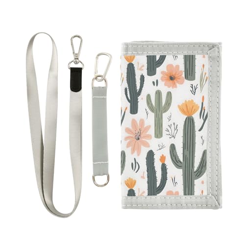 ALAZA Kids Wallets for Boys Girls Toddler Trifold Wallet Children Small Cactus Pattern with Zipper Coin Pocket