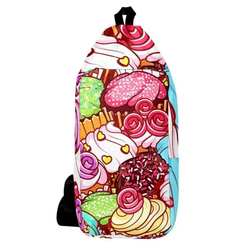 Mochila cruzada de cupcakes para proteger tus pertenencias del desorden en tus viajes