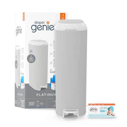 Diaper Genie Platinum Edelstahl Windeleimer mit Fußpedal, neuartiges...
