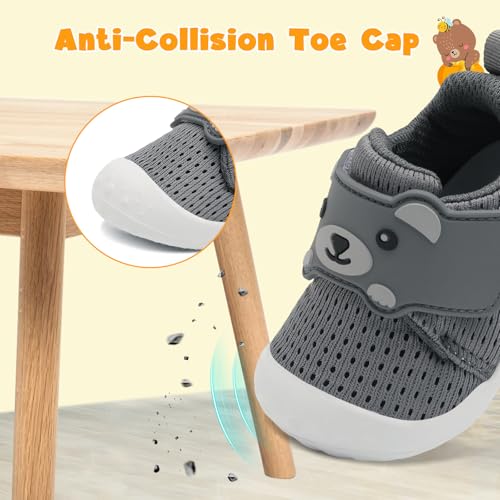 Feetcity Baby Boys Girls Shoes First Walker Shoes Wide Infant Shoes Baby Sneakers Breathable Bear Toddler Barefoot Shoes 18-24 Months thumb #4