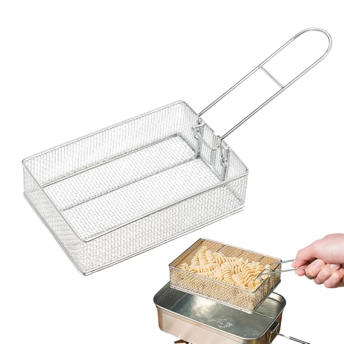 Cesta para freír, colador portátil para freír, colador de alimentos multiusos con asa, para camping, senderismo, fiesta, barbacoa, cocina, restaurante, dormitorio, apartamento
