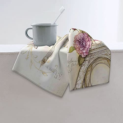 Xwqwer Vintage Paris Themed Bluish Brown Eiffel Tower Hand Towels Ultra Soft Highly Absorbent, Quick Dry Bathroom Kitchen Towel For Gym Yoga Spa Hotel And Home Decor(12 X 27.5 In) #TOP6